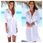 Пляжное платье, рубашка, накидка, 2019, купальники, женская белая пляжная туника, аксессуары, накидка на бикини, саронг, купальник, накидки