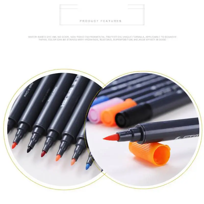 1PC Randomly Dual Tip Watercolor Brush Markers - Stain Non-Toxic Water Based Lettering Marker Calligraphy Pens | Канцтовары для
