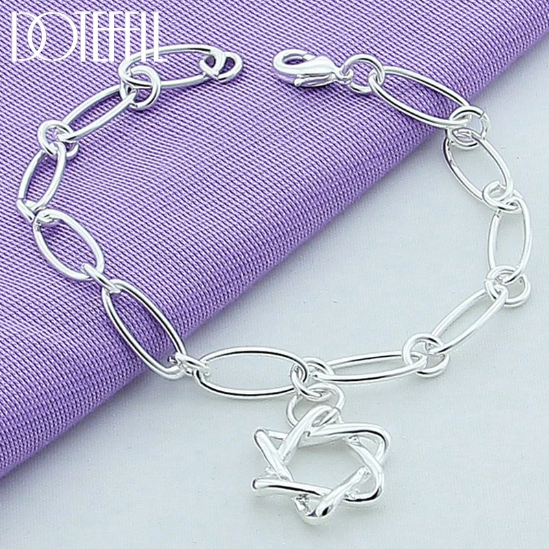 

DOTEFFIL 925 Sterling Silver Twist Star Pendant Bracelet For Woman Charm Wedding Engagement Party Fashion Jewelry