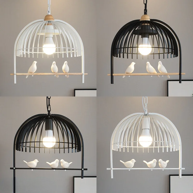 

Modern resin birdcage chandelier, iron cage, Nordic chandelier, living room, bedroom, kitchen, lighting accessories.