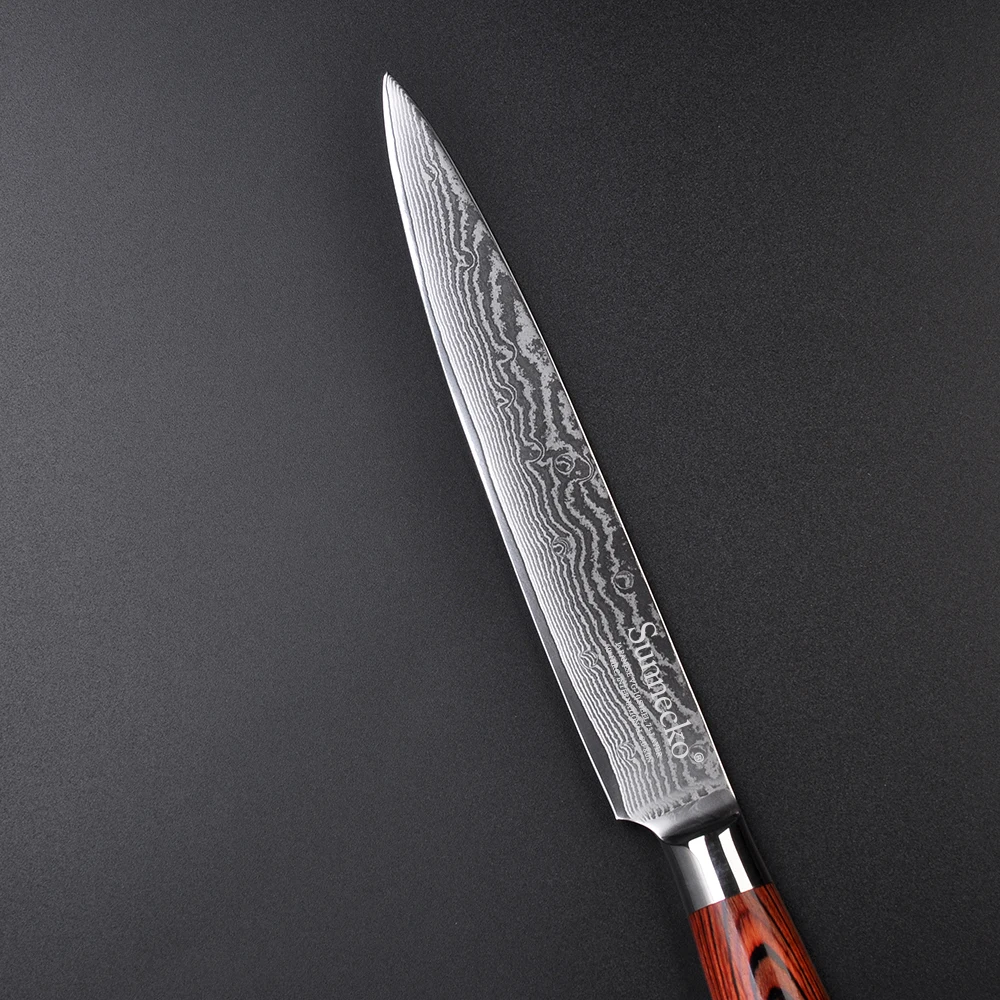 SUNNECKO Premium 8'' Slicing Knife Damascus Steel Japanese VG10 Blade Sharp Meat Cutter Pakka Wood Handle Kitchen Knives | Дом и сад