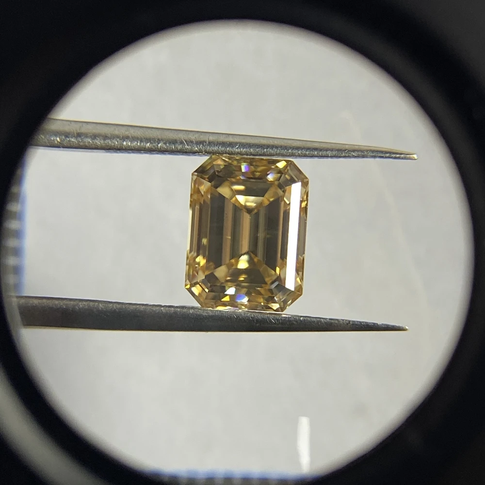 

Meisidian 7x9 мм 3 карата изумрудная огранка новый цвет драгоценный камень необычный желтый Муассанит золотой бриллиант