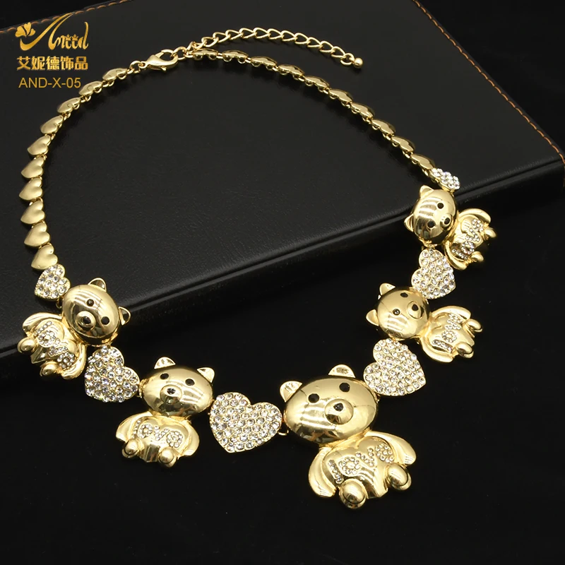 

ANIID Bear Xoxo Necklace Nigeria Jewelry Sets For Women Wedding Bracelets Ethiopian 24k Gold Dubai Bridal Jewellery Moroccan New
