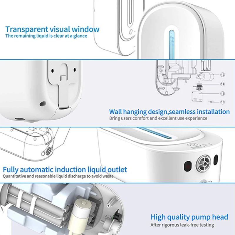 

Automatic Touchless Hand Dispenser Wall Mounted, Simple Human Touchless Soap Dispenser for 350Ml Gel/Liquid, Refillable