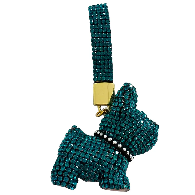

French Fighting Dog Diamond Claw Chain Car Keychain Korean Couple Cute Bag Ornament Fashion Shiba Inu Creative Gift Christmas