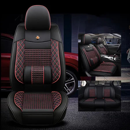 Black Red No pillow Новые кожаные и шелковые автомобильные чехлы для сидений LEXUS RX270 RX350 RX450h RX300 RX330 RX400h RX200 NX200 NX300 NX300h автокресла Стайлинг - Название цвета: Black Red No pillow