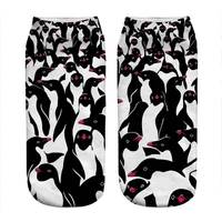 womens socks kawaii black and white penguins printed socks woman harajuku happy funny novelty cute girl gift socks for women