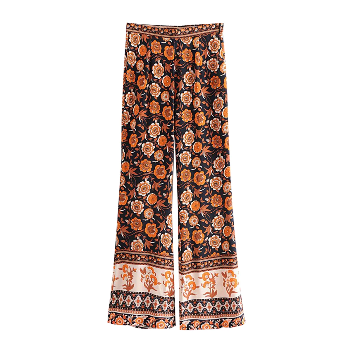 

Jastie Boho Floral Print Pants Women Casual Bells Pants Pop Summer Spring High Waist Pant Flared Long Trousers pantalon femme