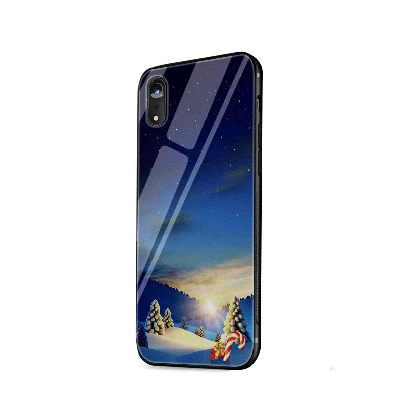 Чехол для телефона из термопластичного стекла для Iphone 5, 5S, 6, 6 S, 7, 8 Plus, X, XR, XS Max, защитный чехол с изображением рождественской елки и снежинки