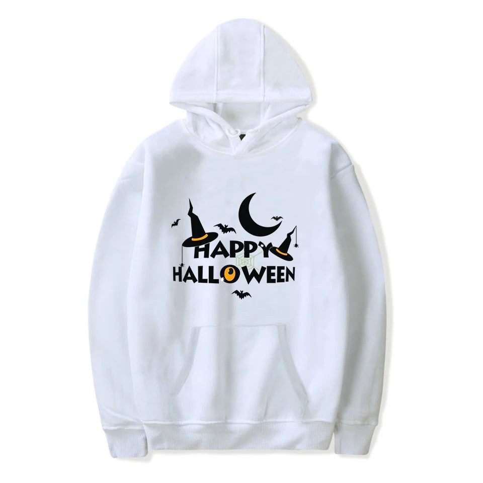 

Happy Halloween Hoodies White thriller Funny Sweatshirts Men/Women Fashion Harajuku Style Halloween Streetwear Pullover Coats