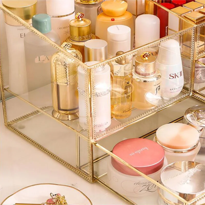 Косметическая коробка для хранения с откидной крышкой органайзер макияжа