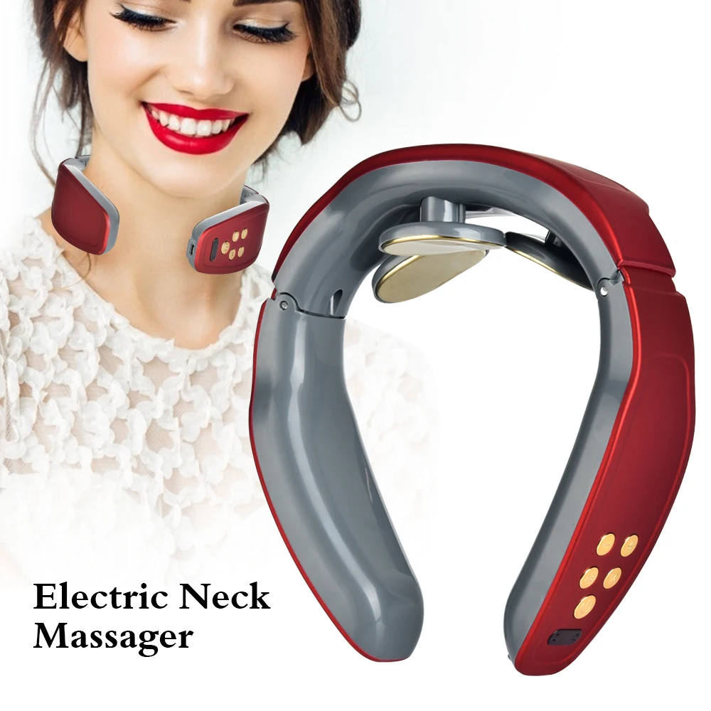

Smart Electric Neck Pulse Massager TENS Stimulator Heated Cervical Traction Vertebra Pain Relief Kneading Massage Machine