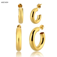 andywen 925 sterling silver gold hollow small big hoops earring piercing luxury ohrringe pendiente luxury 2020 fine jewelry