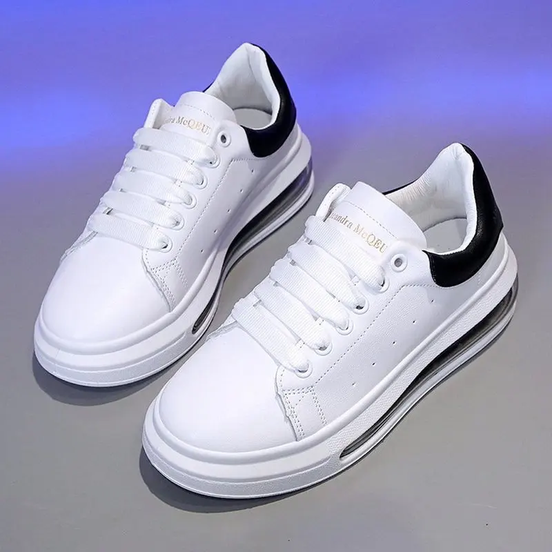 

Slip Leather Sneakers Women Med Heel Casual Shoes Woman 2020 New Spring Wedges Shoes For Women Sneakers Solid Ladies Shoe