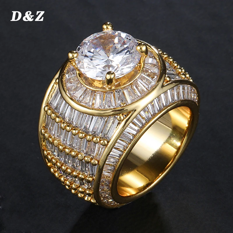 Кольца D & Z с большим камнем микрозакрепкой из фианита золотого и серебряного