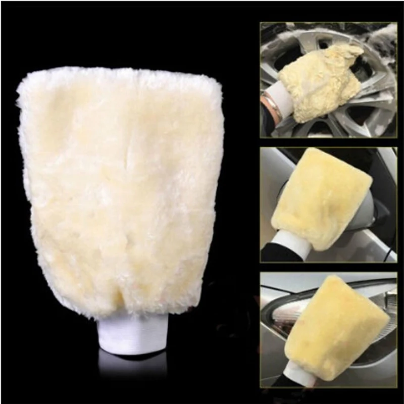 

Real Sheepskin Mitt Car Soft Polishing Glove Lambswool Washing Cleaning Polish Car Cleaning Washing