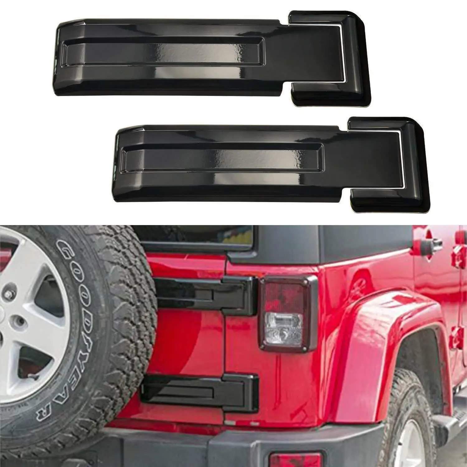 

Black Tailgate Hinge Trim Covers Fit 2007-2018 for Jeep Wrangler JK Unlimited Parts