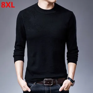 Мужская одежда большого размера с удобрением для увеличения свитера, мужской свободный тонкий вязаный свитер из строчек, пуловер для полных мужчин