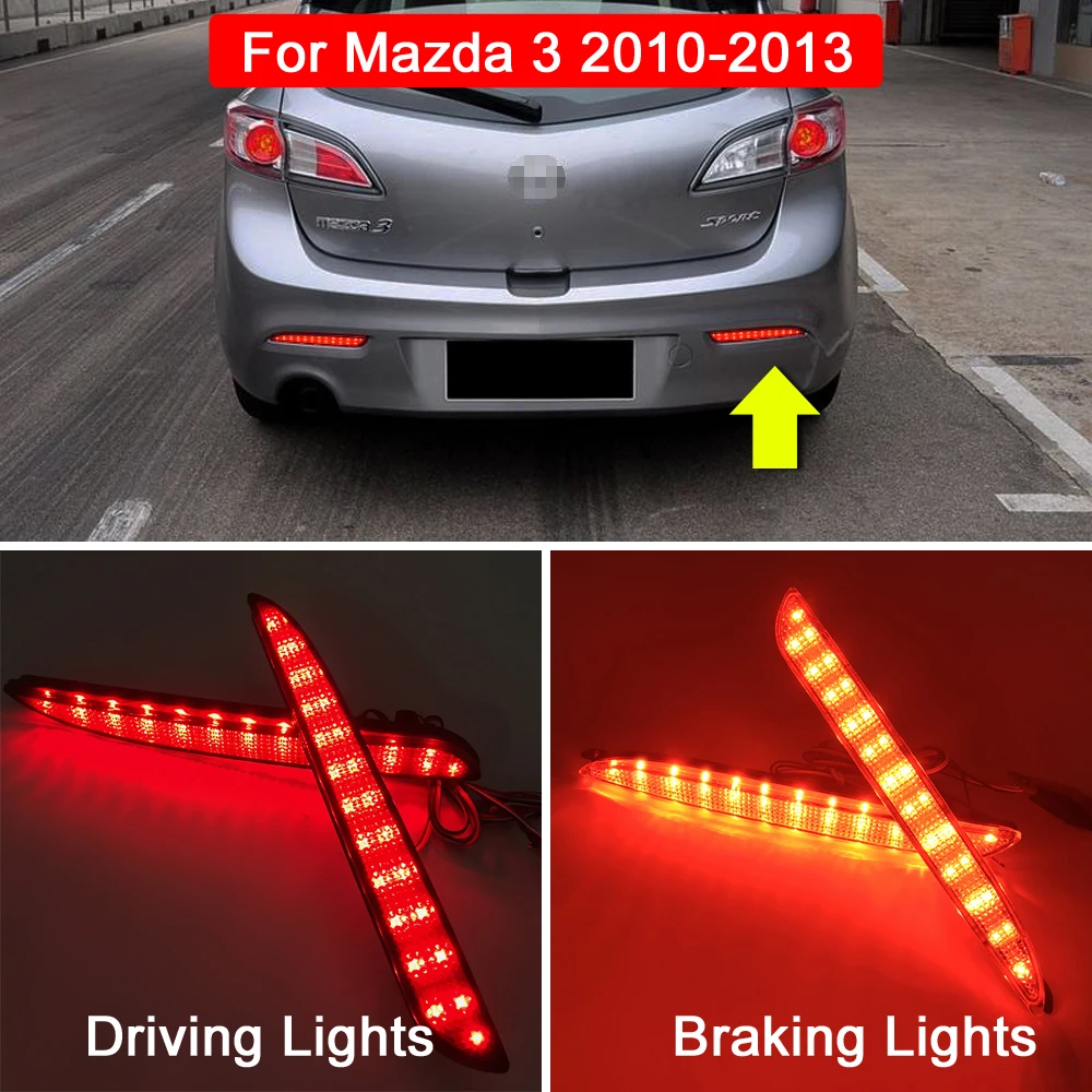

12V LED Rear Bumper Reflector Lamp Tail Brake Warning Light For Mazda 3 Mazdaspeed 3 Axela BL5FW/BLEAW/BLEFW 2010-2013