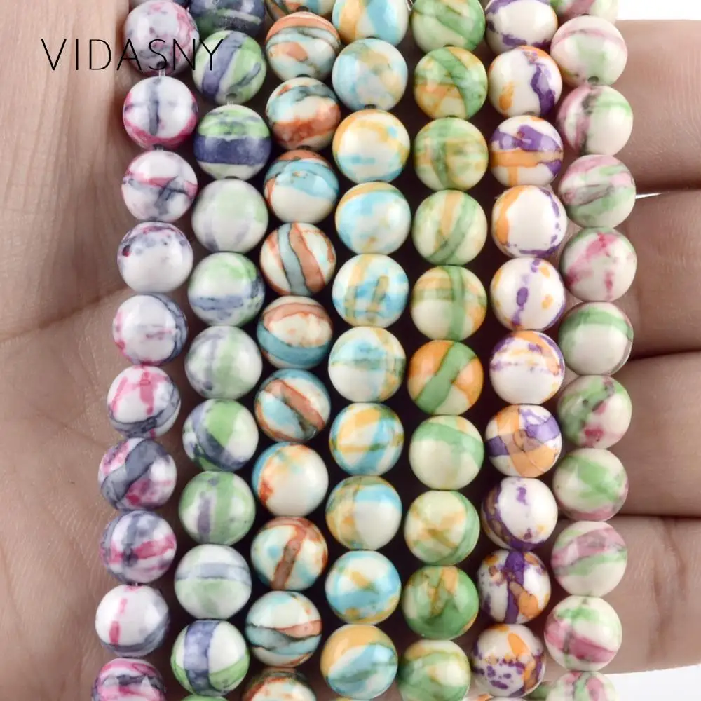 

Purple Orange Stripe Rain Flower Stone Natural Round Stone Beads For Jewelry Making 4-12mm Loose Beads Diy Bracelet Charms 15''
