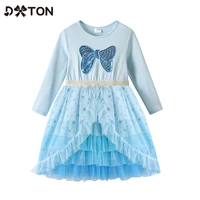 dxton girl princess dress 2022 winter kid girls dress star tulle children party dress butterfly costume cotton children clothing