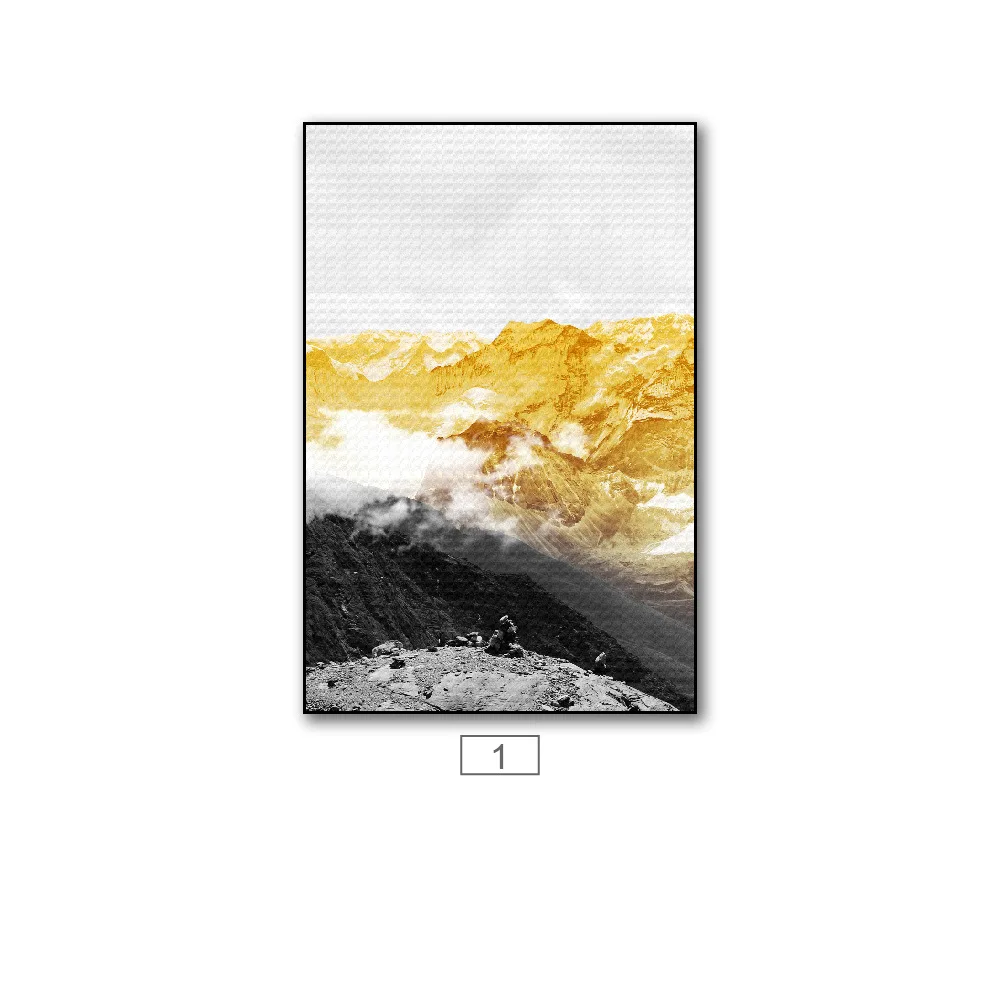

Poster Decor Vintage Decoration Accessories Painting Canvas Aesthetic Living Art Golden Distant Mountain Asuka Snow Mountain