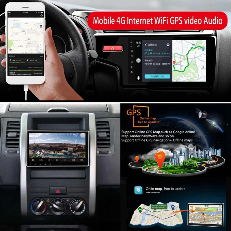 10 1 дюймов Android 8 0 1Din автомобиля 4-х ядерный стерео радио gps навигации WI-FI Bluetooth RDS