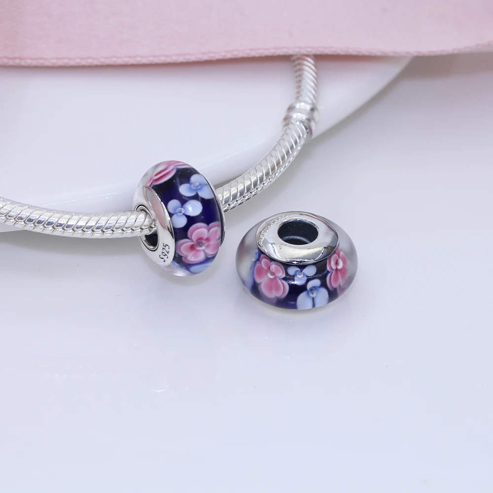 

Fit Original Pandora charms bracelet beads S925 sterling silver Flowers, clouds, glazed beads, women's popular jewelry
