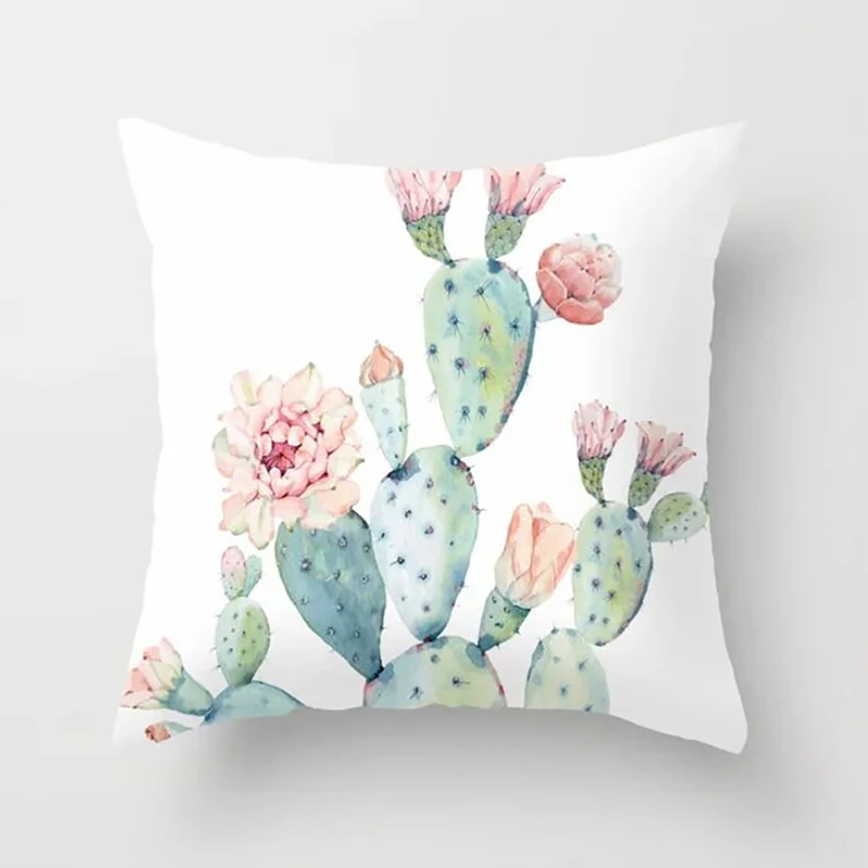 

Watercolor Painting Decorative Throw Pillow Case Cactus Flower Green Succulent Plants Cushion Covers Party Home Farmhouse Decor