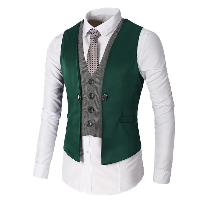 Hemiks мужская с v образным вырезом без рукавов Slim Fit Куртка деловой костюм рубашки