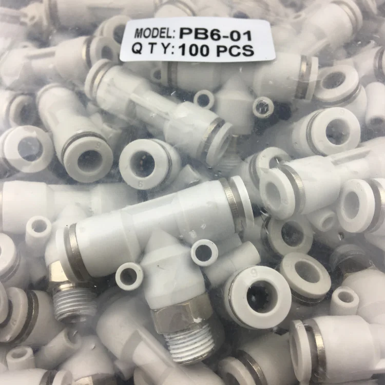 

PB6-M5 PB6-01 PB6-02 PB6-03 PB6-04 Pneumatic T type Three link connector Goods in stock