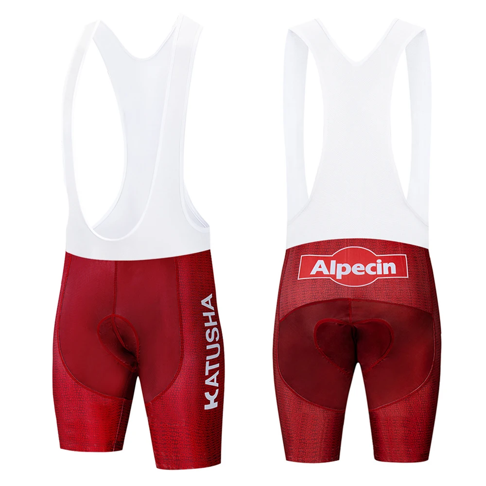 Велосипедные шорты KATUSHA гелевые Нескользящие из лайкры 9D красные колготки для