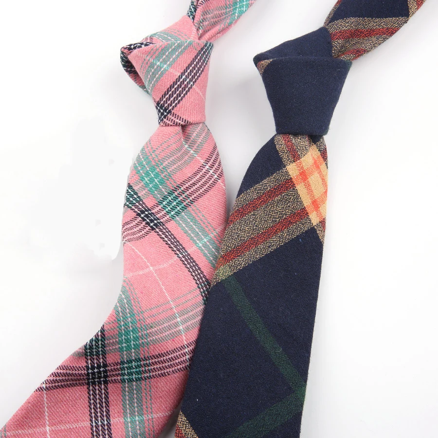 Мужской узкий галстук Студенческая Повседневная клетчатая рубашка 7 см свадебные хлопковые Галстуки для