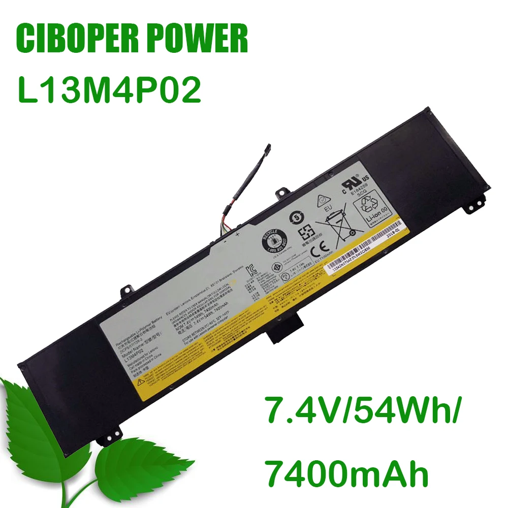 Аккумулятор для ноутбука CP L13M4P02 L13N4P01 121500250 121500251 7 4 В/54 Втч/7400 мАч Erazer Y50-70 Y70-70 Y70 Y50P-70