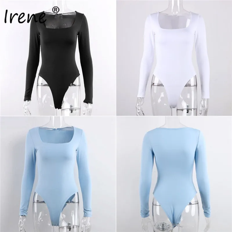 Ирен сексуальное боди для женщин Повседневное одноцветное с длинными рукавами