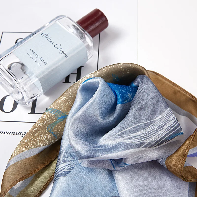 

Ladies Kerchief Silk Satin Hair Scarf Women Small Shawls Fashion Hair Scarfs Female 53*53cm Square Bag Scarves Flight Attendant