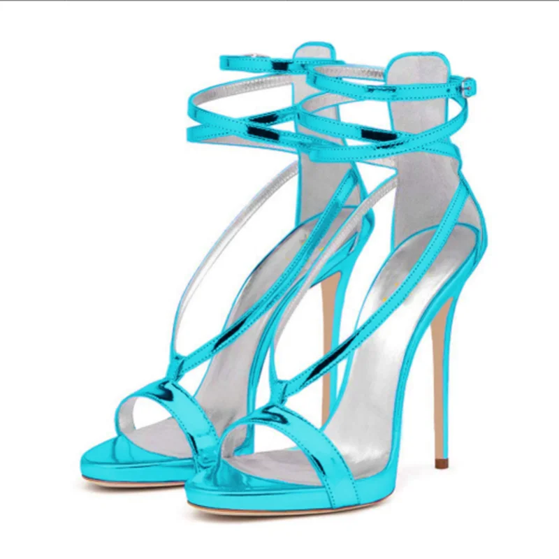 

SHOFOO shoes,Beautiful and fashionable women's shoes, patent leather, about 12cm high-heeled sandals, women's sandals