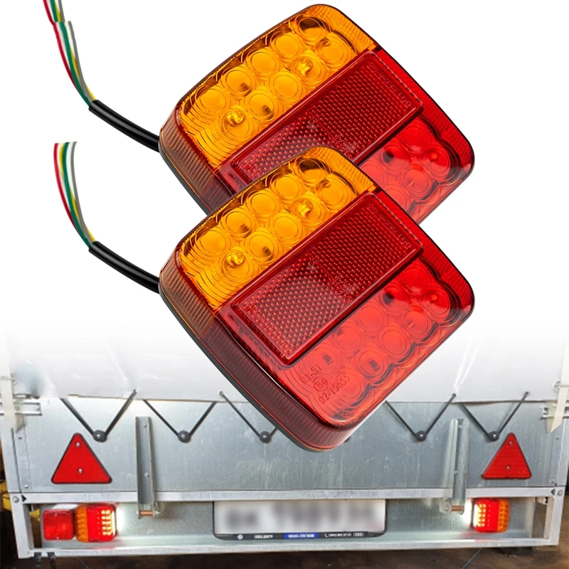 

2Pcs Trucks Taillights 26LED Red Yellow Double Color Night Warning Signal Lamp LED Lights for Trucks Trailers Car Accessories