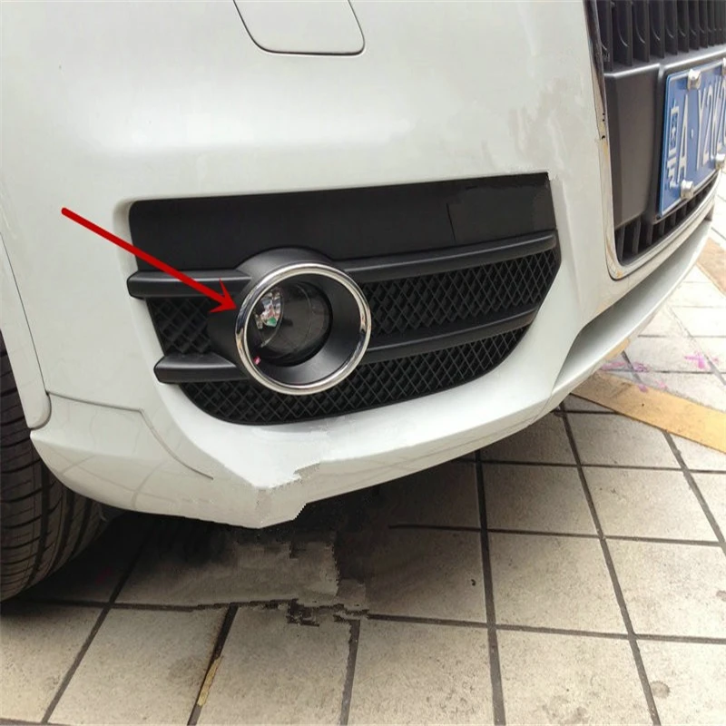 

WELKINRY car auto cover styling for Audi Q3 2012 2013 2014 2015 ABS chrome front head fog lamp light ring trim