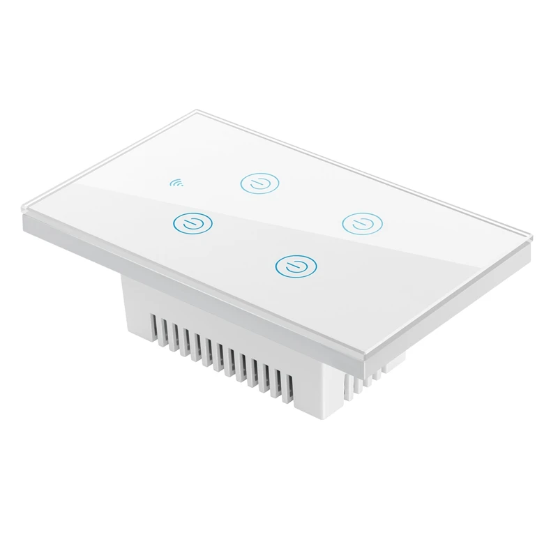 

Настенный Wi-Fi выключатель света GT-121-4 Press Smart Life US 4 Gang для Google Home для Alexa US Plug