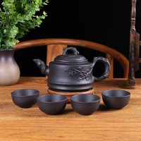 household kungfu tea set large capacity purple sand teapot with 4cups yixing filter zhu clay teapot black red