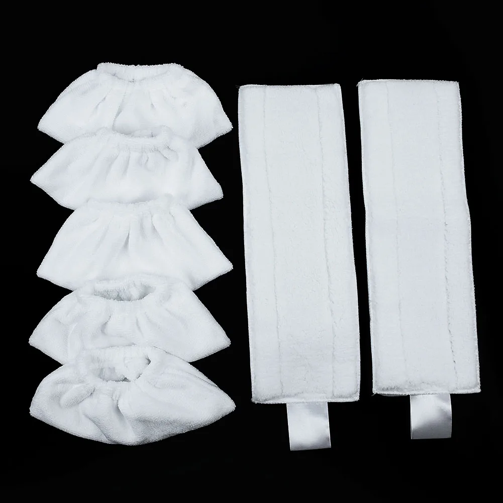 8pc Floor White Cloth Brush Head Cover Set For KARCHER EASYFIX SC1 SC2 SC3 SC4 SC5 Steam Cleaner Fiber Part | Дом и сад