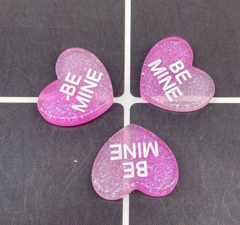 

Glitter Heart Shape Flatback Resin Cabochon BE MINE Letters Scrapbooking Craft Fit Phone Decoration DIY Accessories