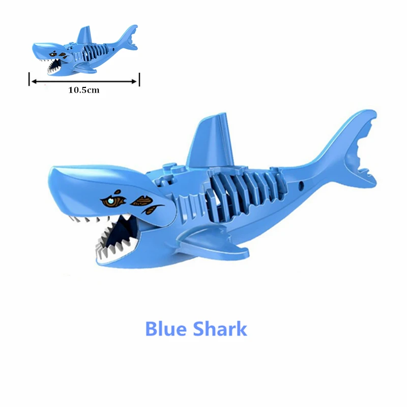 Конструктор MOC в виде животных Акула мегалодон волк леопард черный медведь Кит