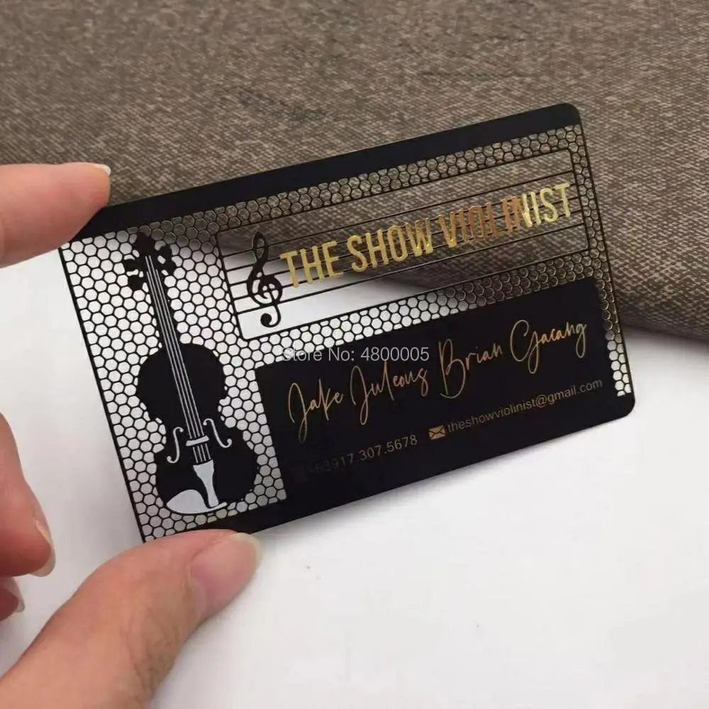2021 высококачественная черная металлическая визитная карточка по