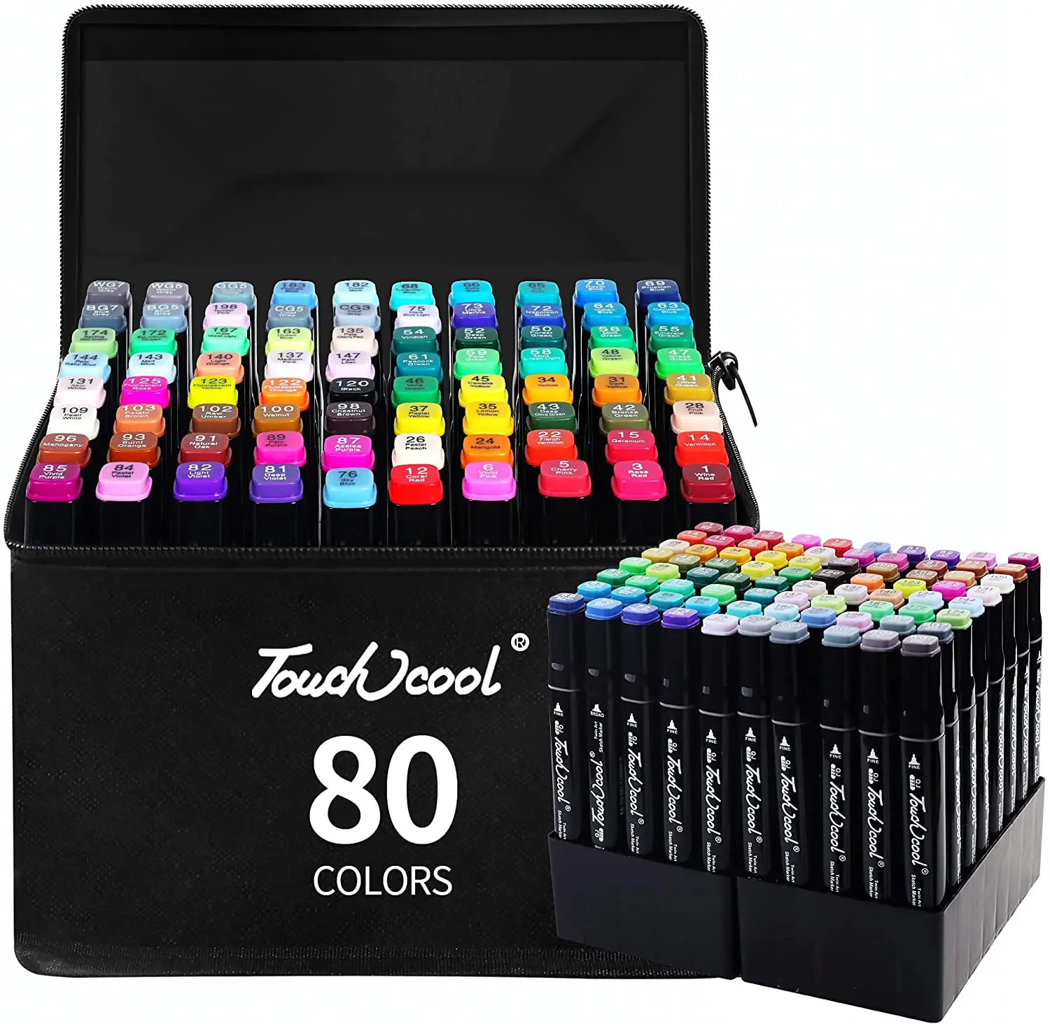 

80 Colors Alcohol Marker Newly Upgraded Marker Set with Black Base for Coloring and Illustration Graffiti and Sketch