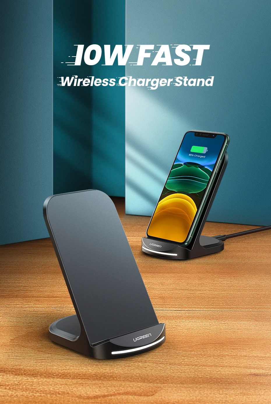 Ugreen Qi Беспроводное зарядное устройство подставка для iPhone 11 Pro X XS 8 XR samsung S9 S10 S8 S10E быстрая Беспроводная зарядная станция зарядное устройство для телефона