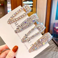1pc handmade crystal hair clips pin for women fashion geometric flower barrettes headwear girls sweet hairpins hair accessories