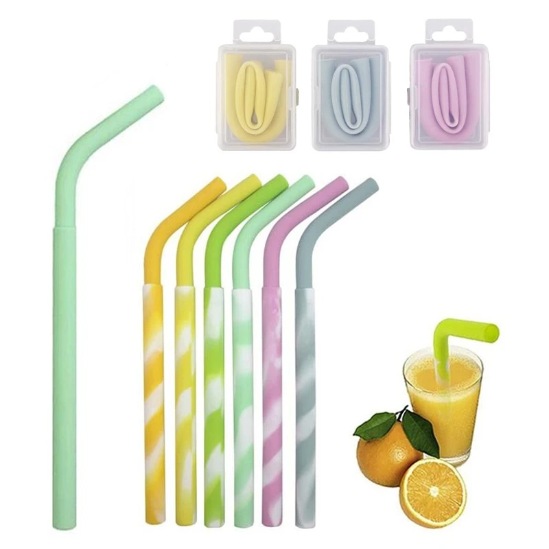Складная Силиконовая соломка с коробкой многоразовая Питьевая солома