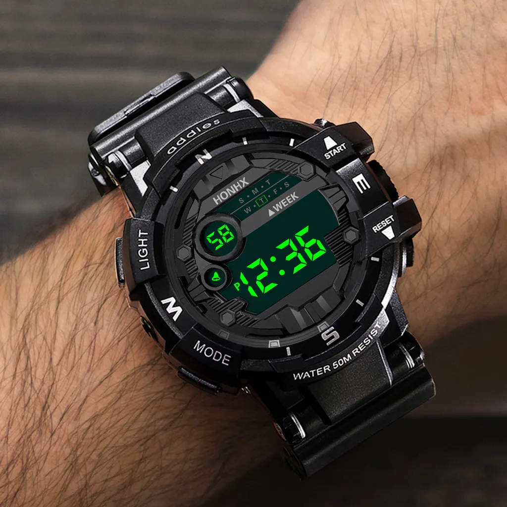 

Fashion Men Waterproof LED Digital Date Military Sport Rubber Quartz Watch Alarm часы мужские zegarki meskie zegarek meski часы